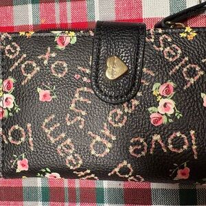 Betsey Johnson Black Floral Love Wallet
